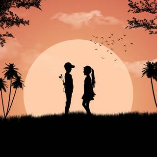 Cute boy and girl wallpaper