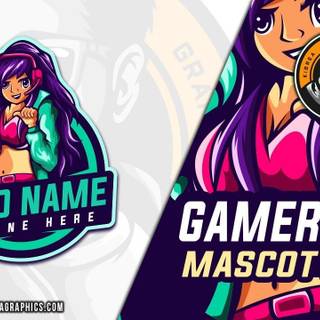 Gamer girl logo wallpaper