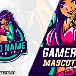 Gamer girl logo wallpaper