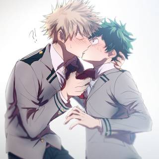 Deku and Bakugou kissing wallpaper
