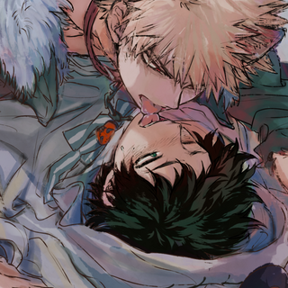 Deku and Bakugou kissing wallpaper