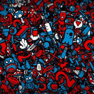 Blue collage aesthetic desktop wallpaper