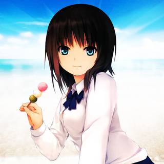 Anime cute girl school short hair wallpaper