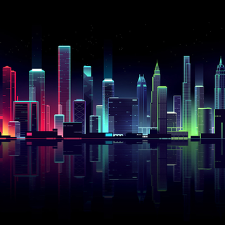 Computer neon city wallpaper