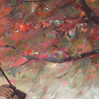 Anime red tree wallpaper