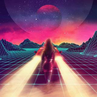 Synthwave retro screensaver wallpaper