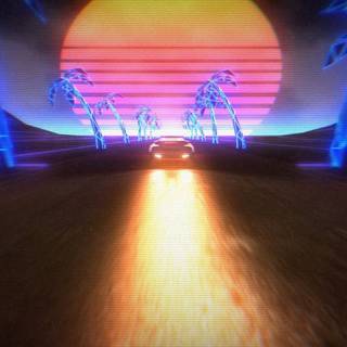 Synthwave retro screensaver wallpaper