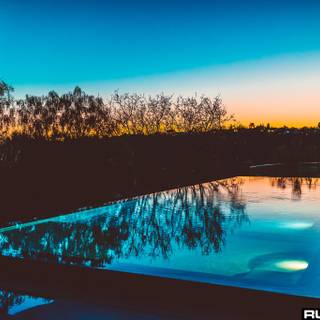 Sunset pool wallpaper