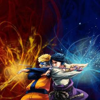 Kid Naruto vs Sasuke desktop wallpaper