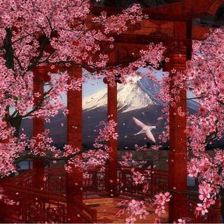 Sakura trees aesthetic Ps4 wallpaper