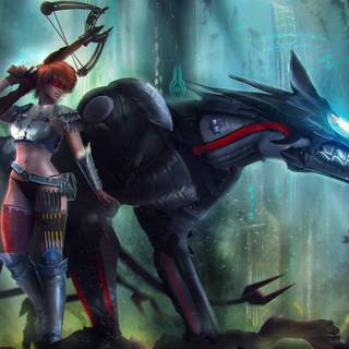 Girl with crossbow wallpaper