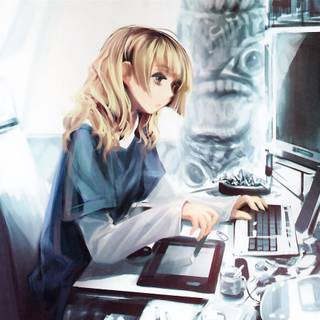 Anime computer hacker girl wallpaper