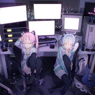 Anime computer hacker girl wallpaper
