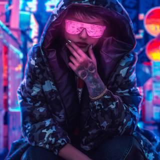 Girl wearing hoodie wallpaper