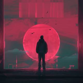 Red retrowave wallpaper