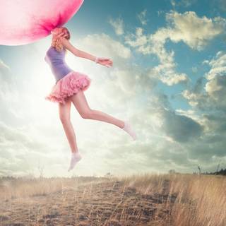 Girls flying wallpaper