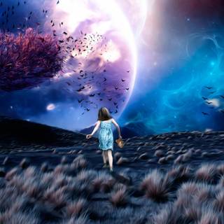 Sad alone cartoon girl wallpaper