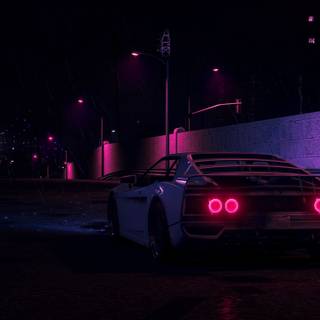 Retrowave night road wallpaper