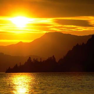 Sunset over the lake wallpaper