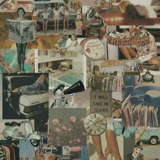 Vintage aesthetic collage wallpaper