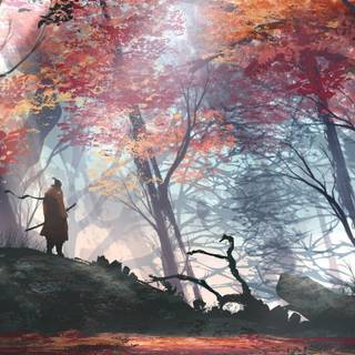 Autumn samurai wallpaper