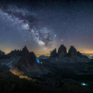 Dolomites Mountains milky way wallpaper