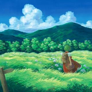 Anime grassy hills wallpaper