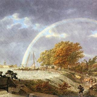 Rainbow over autumn wallpaper