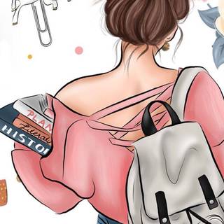 Cartoon girl drawing HD wallpaper