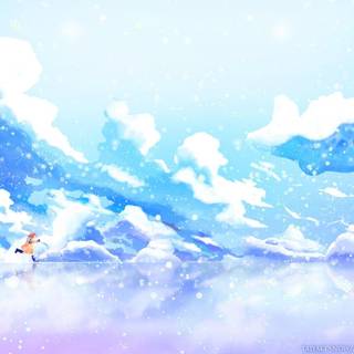 Anime snowy scenery wallpaper