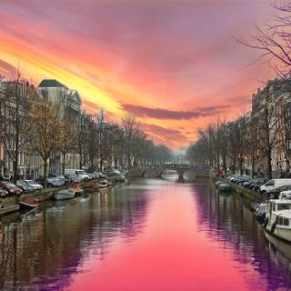 Amsterdam sunset wallpaper