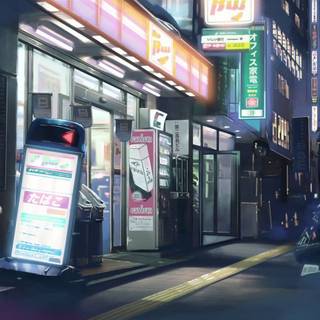 Anime street scenery wallpaper
