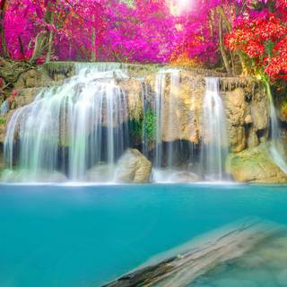 Waterfall in autumn wallpaper