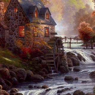 Autumn houses wallpaper