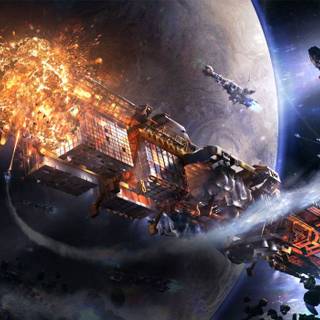 Space combat wallpaper