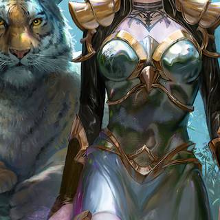 Tiger and women wallpaper