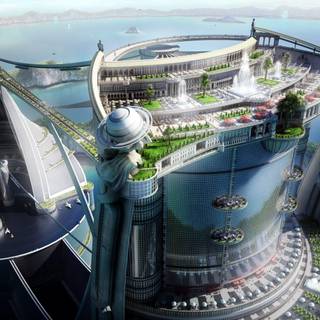 Desktop futuristic city wallpaper