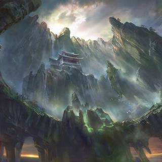 Cool mountain fantasy art wallpaper