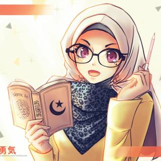 Hijab cartoon girl wallpaper