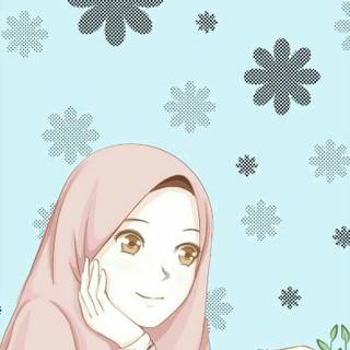 Hijab cartoon girl wallpaper