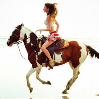 Girls riding horse wallpaper