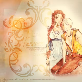 Aang and Katara wallpaper