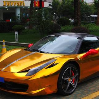 Gold Ferrari wallpaper