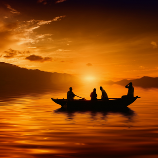Sunset canoe wallpaper
