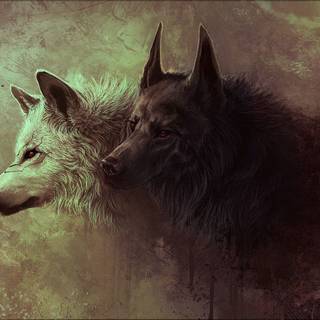 Painted wolf wallpaper