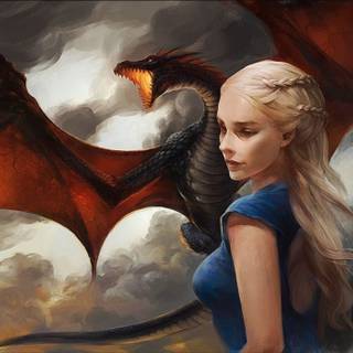Dragon and girl wallpaper