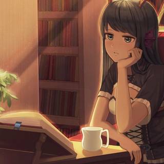 Anime studying wallpaper