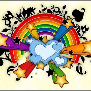 Rainbow hearts wallpaper