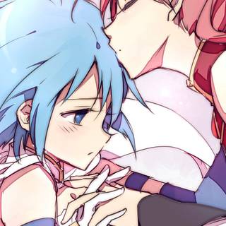 Kissing anime girls wallpaper