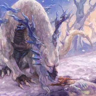 White ice dragon wallpaper